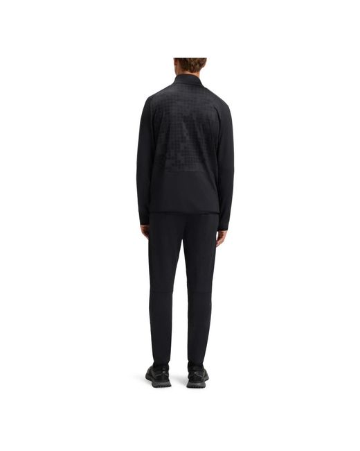 HUGO Truien & Vesten ,Blauw ,Polyester Sw Jump Qz Half-Zip Sweatshirt in het Black voor heren