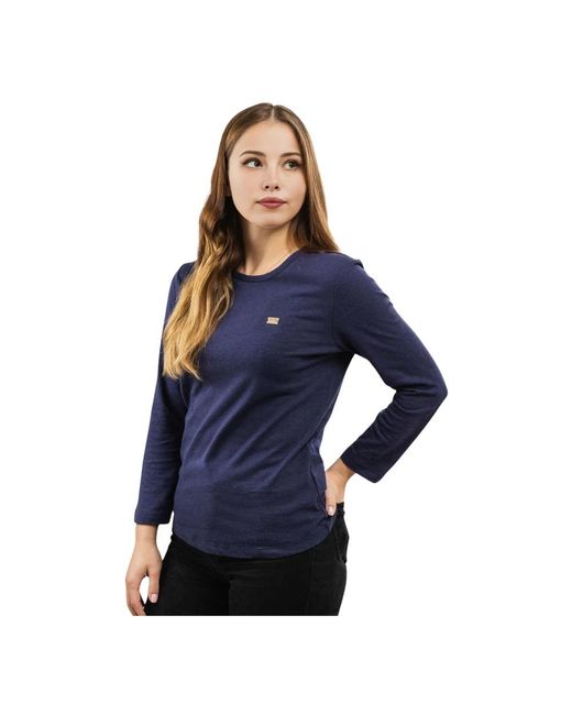 EA7 Tops ,Blauw ,Katoen Longsleeve Shirt in het Blue