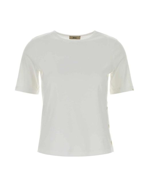 Herno Tops ,Wit ,Katoen Cotton T-Shirt in het Gray