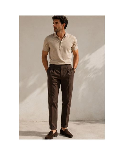 BRIGLIA Brown Suit Trousers for men