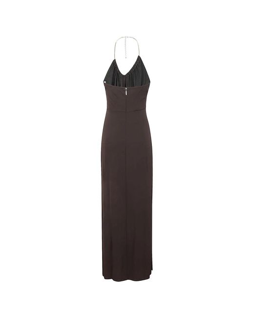 Michael Kors Kleedjes ,Zwart ,Zwarte Jersey Maxi Jurk Met Zilveren Metalen Bandjes in het Purple