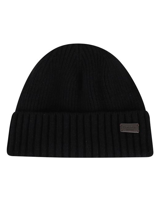 Barbour Accessoires ,Zwart ,Wol Zwarte Wollen Blend Beanie Muts in het Black voor heren