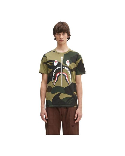 A Bathing Ape Giant 1St Camo Shark T-Shirt in het Green voor heren
