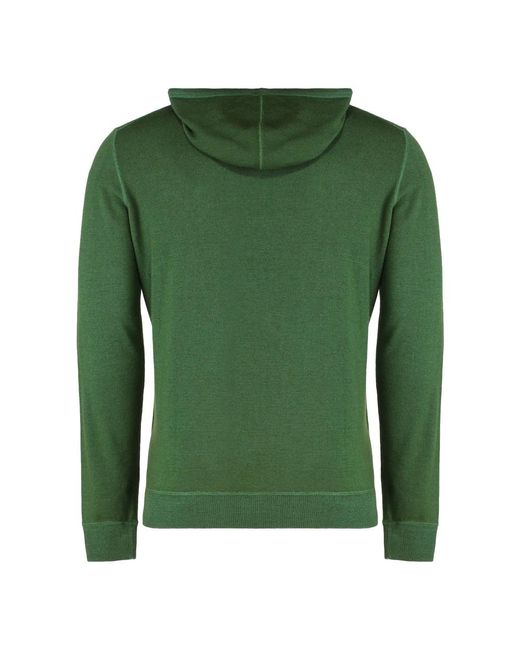 Moorer Hoodies & Sweatvesten ,Groen ,Wol Geribbelde Gebreide Wollen Hoodie in het Green voor heren