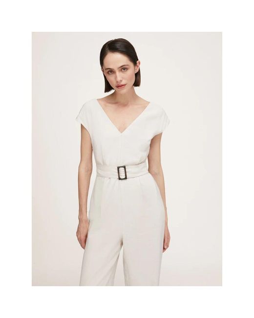 mötivi White Eleganter jumpsuit mit gürtel