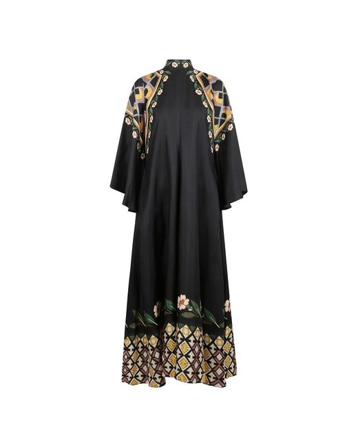 LaDoubleJ Black Seiden-Twill-Kleid Mit V-Ausschnitt Und Fallenden Ärmeln