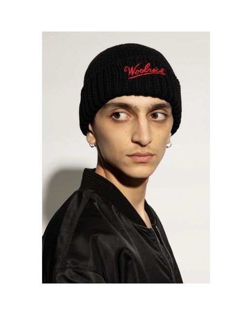 Woolrich Gerippte logo mützen in Black für Herren