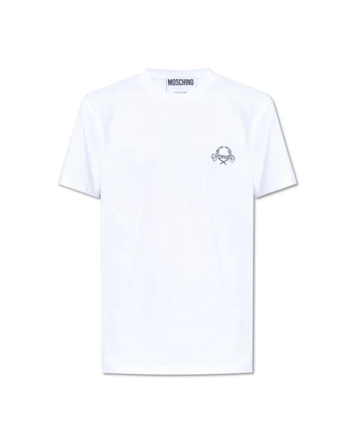 Moschino T-shirt mit gesticktem logo in White für Herren