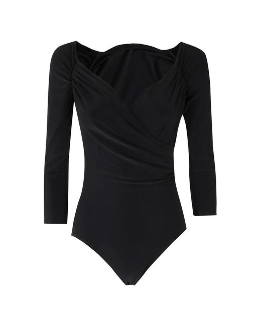 Norma Kamali Tops ,Zwart ,Leer Off Shoulder Sweatheart Bodysuit in het Black