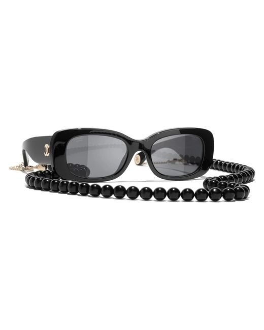 Chanel Black Ikonoische sonnenbrille mit einheitlichen gläsern