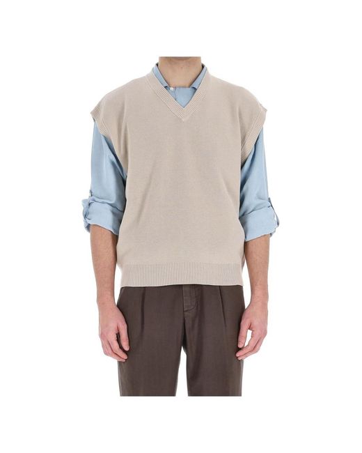 Roberto Collina Gray Sleeveless Jumpers for men