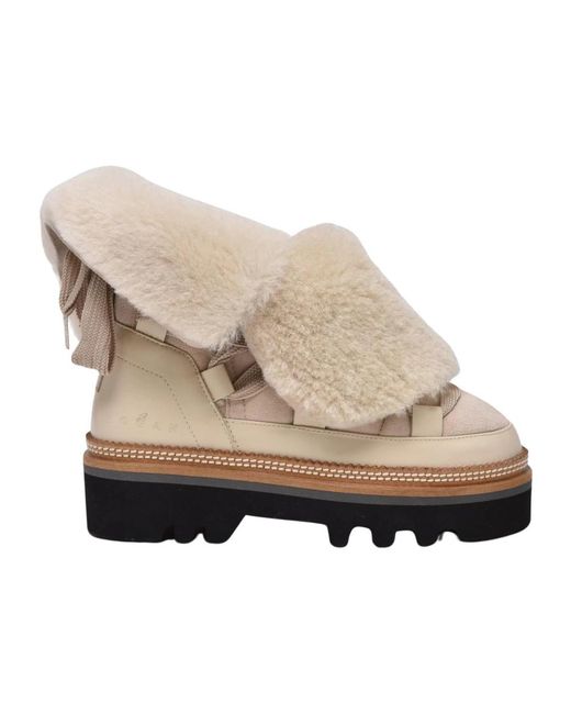 Hogan Pedula Shearling Boot in het Natural