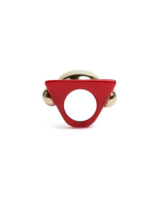 LaDoubleJ Accessoires ,Rood ,Polyester Hathor Vierkante Ring in het Red