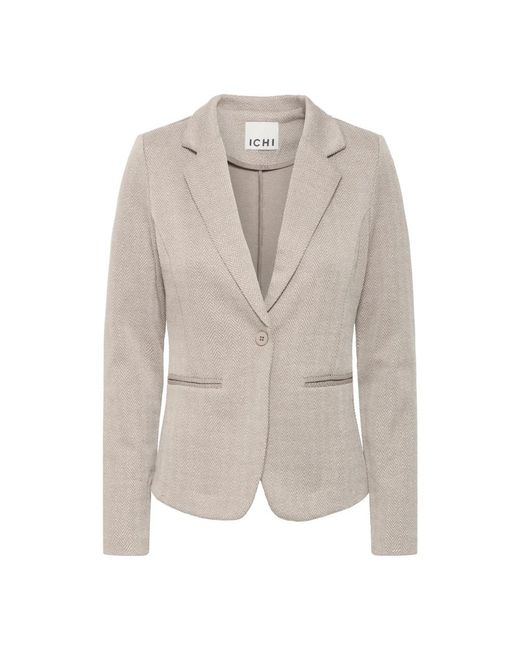 Ichi Herringbone Blazer Jas in het Gray