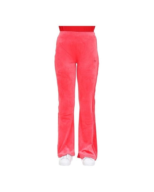 Pantalones rosa de terciopelo acampanados Adidas Originals de color Red