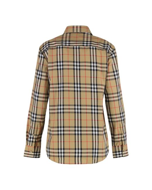 Burberry Overhemden ,Katoen Geruite Poplin Overhemd Van Katoen in het Natural