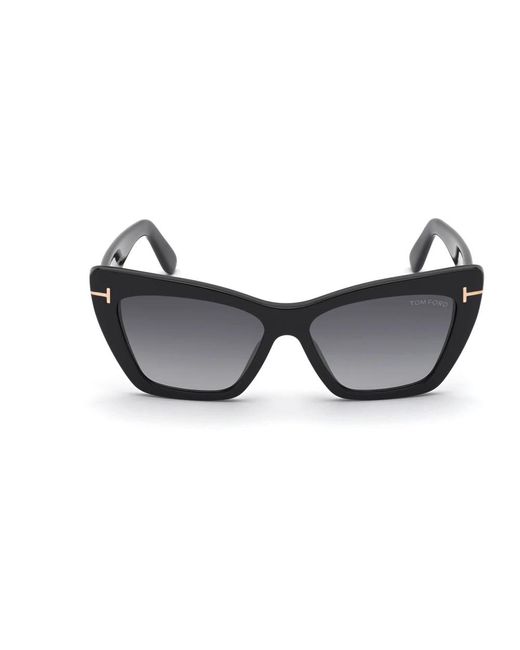 Tom Ford Black Schwarze cat-eye sonnenbrille mit grauen verlaufsgläsern