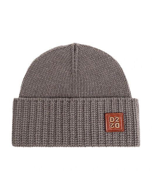 DSquared² Beanie Mit Logo-Patch in Gray für Herren