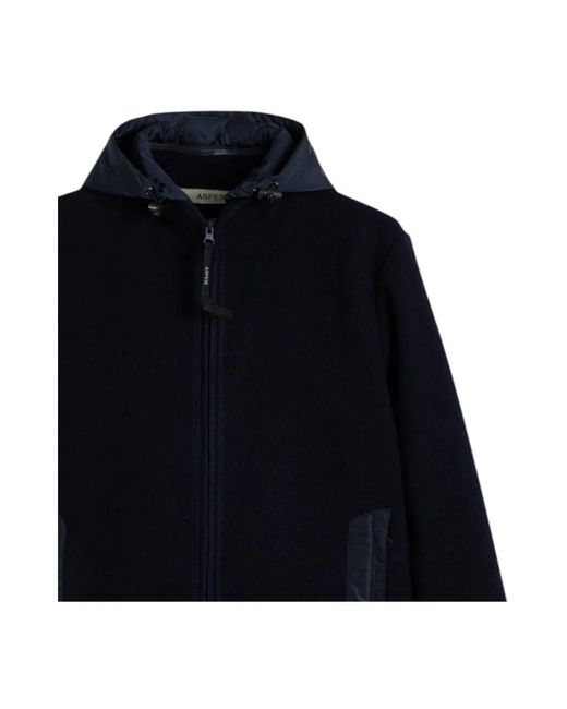 Aspesi Jassen ,Blauw ,Wol Blauwe Wollen Jas Met Nylon Voering in het Black voor heren
