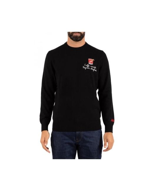 Mc2 Saint Barth Black Round-Neck Knitwear for men