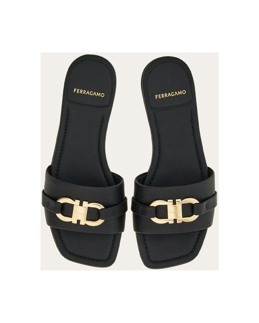 Ferragamo Black Sliders