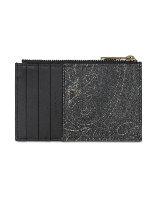 Etro Accessoires ,Zwart ,Portemonnee Met Paisley-Print En Pegaso-Motief in het Black voor heren