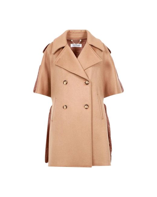 Max Mara Jassen ,Bruin ,Kasjmier Kameel Kasjmier Kimono Jas in het Natural