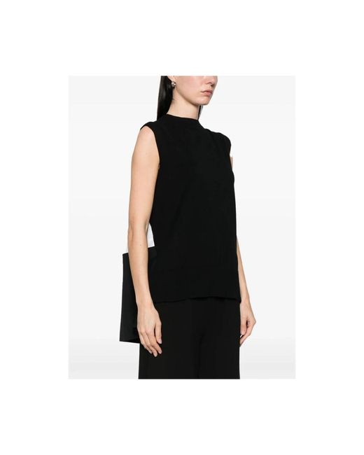 Sacai Black Schwarzer Box-Pleat Pullover Mit Hinterem Schlitz