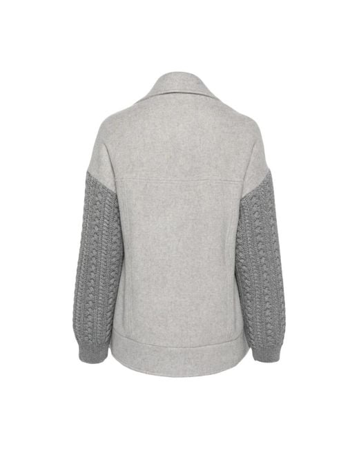 Eleventy Gray Contrast-Sleeve Jacket