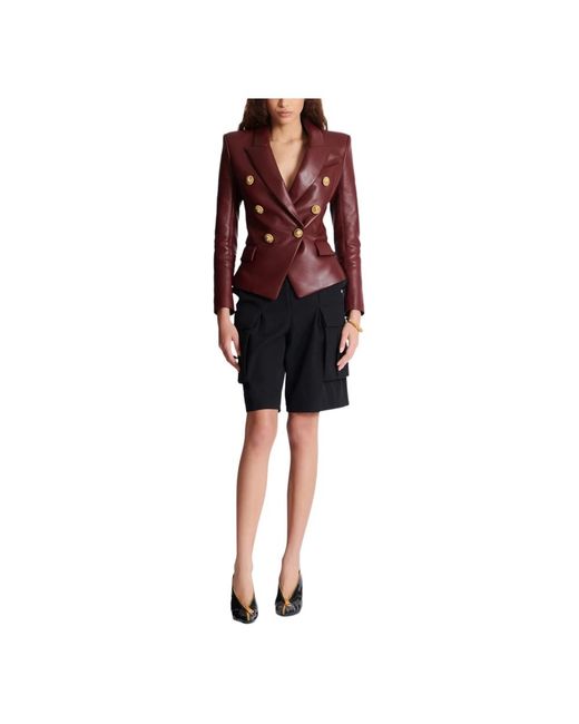Balmain Leather Jackets in het Purple