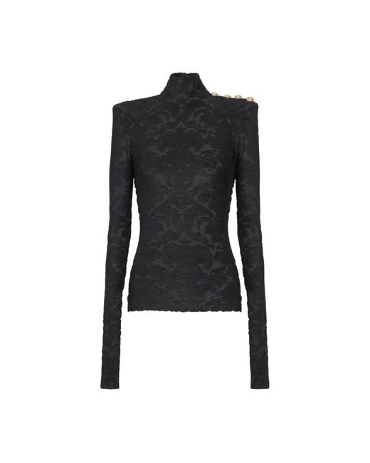Balmain Black Long Sleeve Tops