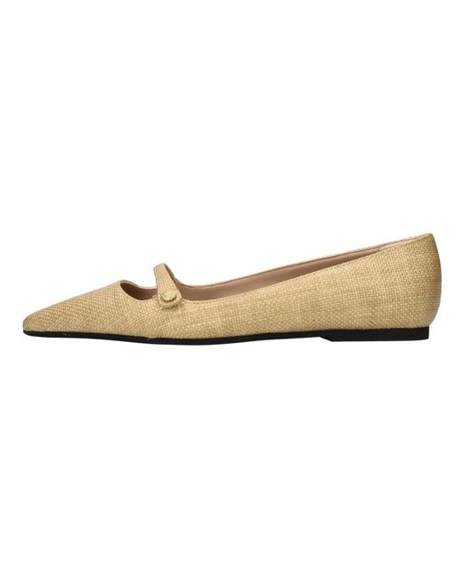 N°21 Raffia Ballet Flat in het Natural