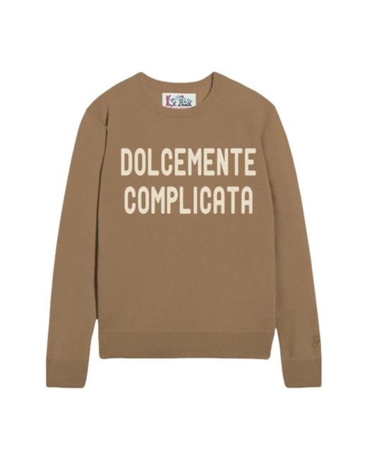 Mc2 Saint Barth Brown Round-Neck Knitwear