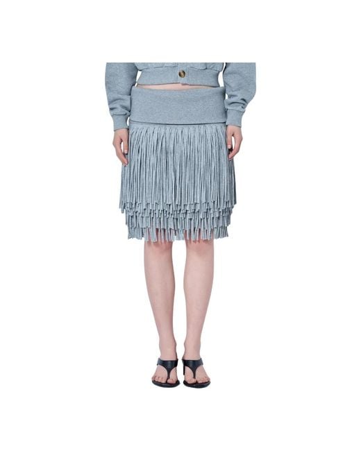 Abra Fringe Knit Rok in het Blue