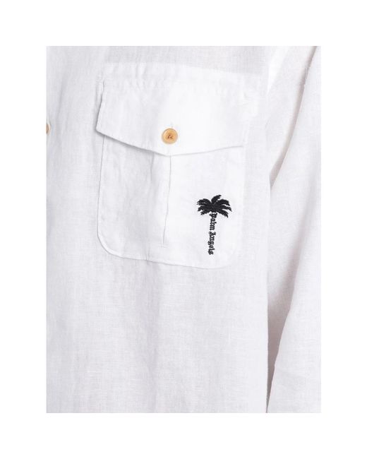Palm Angels White Denim Shirts for men