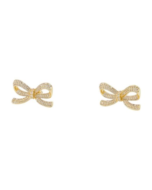 Self-Portrait Metallic Crystal Bow Earrings