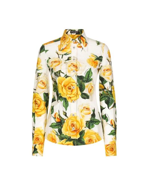 Dolce & Gabbana Yellow Long-Sleeved Cotton Shirt