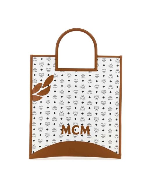 MCM Brown Xl bedruckte nappa-leder einkaufstasche