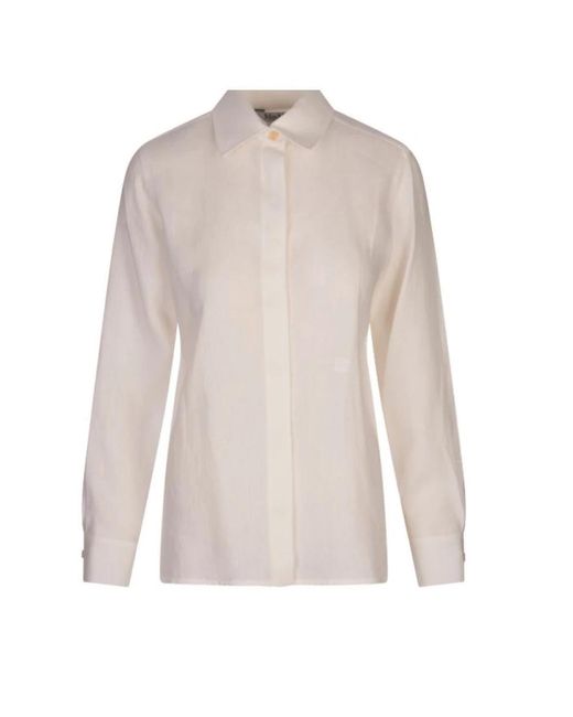 Max Mara Overhemden ,Wit ,Linnen Linnen Geïnspireerde Overhemd Wit in het White
