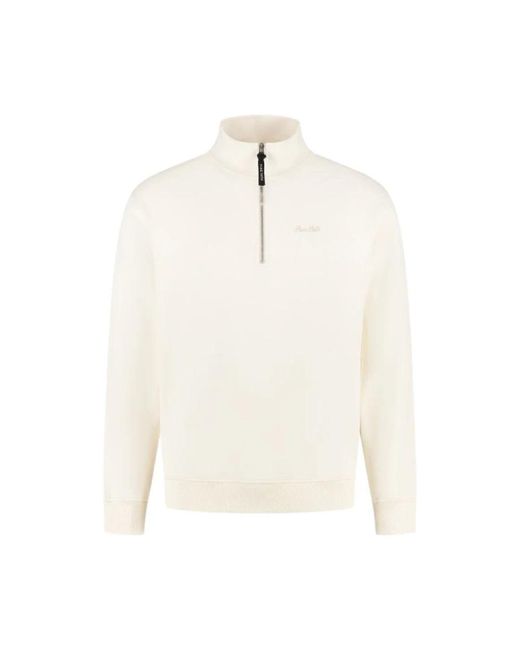 Pure Path Hoodies & Sweatvesten ,Geborduurde Half-Zip Trui in het White voor heren