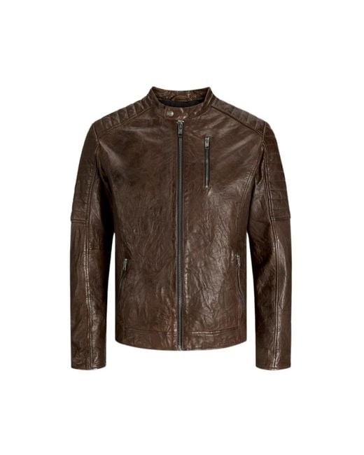 Jack & Jones Brown Leather Jackets for men