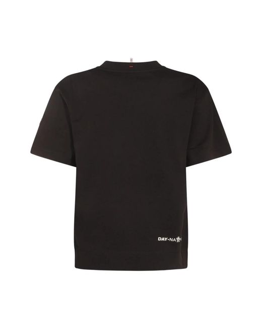 Moncler Tops ,Zwart ,Katoen Logo Katoenen T-Shirt in het Black