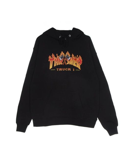 Thrasher Hoodies & Sweatvesten ,Zwart ,Katoen Zwarte Hoodie Met Vrachtwagenprint in het Black voor heren