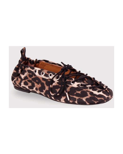 Ganni Brown Laced Shoes