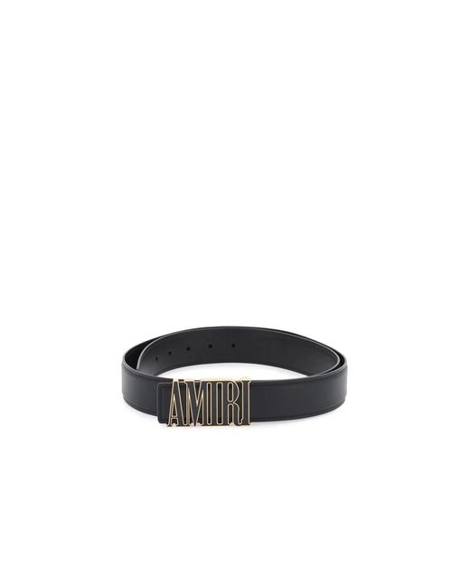 Cintura in pelle con fibbia logo di Amiri in Black da Uomo