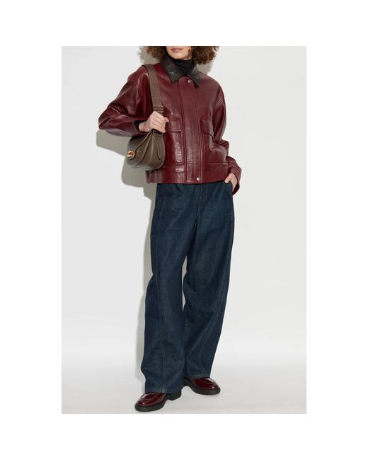Rag & Bone Jassen ,Rood ,Leer Leren Jas in het Red