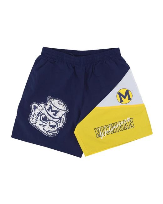 Mitchell & Ness Fitness ,Veelkleurig ,Wol Vintage Logo Michigan Wolverines Shorts in het Blue voor heren