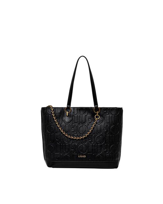 Liu Jo Black Schwarze umhängetasche mit goldenen details
