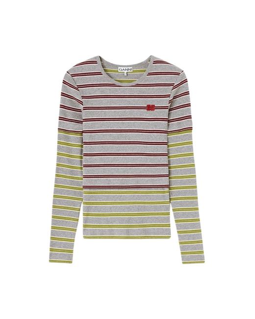 Ganni Gray Long Sleeve T-Shirts