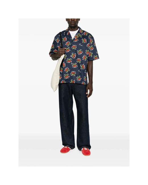 KENZO Blue Short Sleeve Shirts for men
